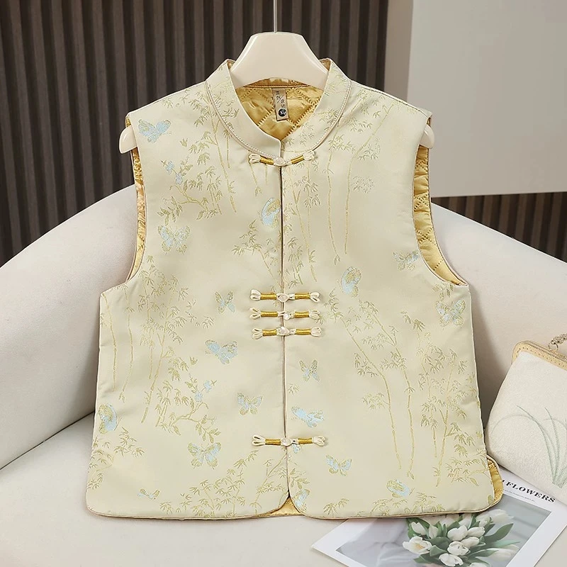 Retro Coil Buckle Chinese Vest Women Coat Heavy Industry Fashion National Style Jacquard Top Female Waistcoat Sleeveless Jacket
Retro Coil Buckle Chinese Vest Women Coat Heavy Industry Fashion National Style Jacquard Top Female Waistcoat Sleeveless Jacket