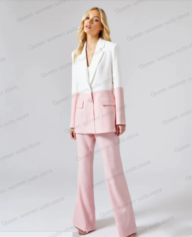 Elegant Wedding Women Suits Set 2 Pieces Blazer+Flare Pants Prom Dress Custom Made Formal Office Lady White And Pink Jacket
Elegant Wedding Women Suits Set 2 Pieces Blazer+Flare Pants Prom Dress Custom Made Formal Office Lady White And Pink Jacket
