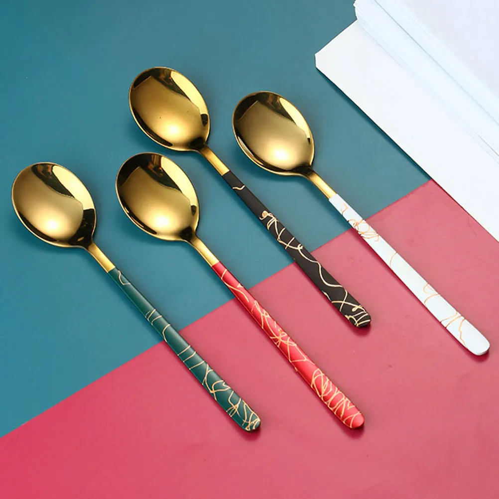 4Pcs Stainless Steel Dessert Spoon Long H Mixing Spoons Coffee Stirring Kitchen Metal Drink Spoon Ice Cream Tool Practical
4Pcs Stainless Steel Dessert Spoon Long H Mixing Spoons Coffee Stirring Kitchen Metal Drink Spoon Ice Cream Tool Practical