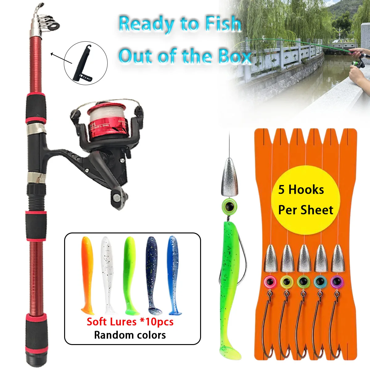 Beginner Fishing Tackle Kit with Pre-Tied Lines, Ready to Fish No Assembly,Ready-to-Fish Fishing Tackle Set for Beginners
Beginner Fishing Tackle Kit with Pre-Tied Lines, Ready to Fish No Assembly,Ready-to-Fish Fishing Tackle Set for Beginners