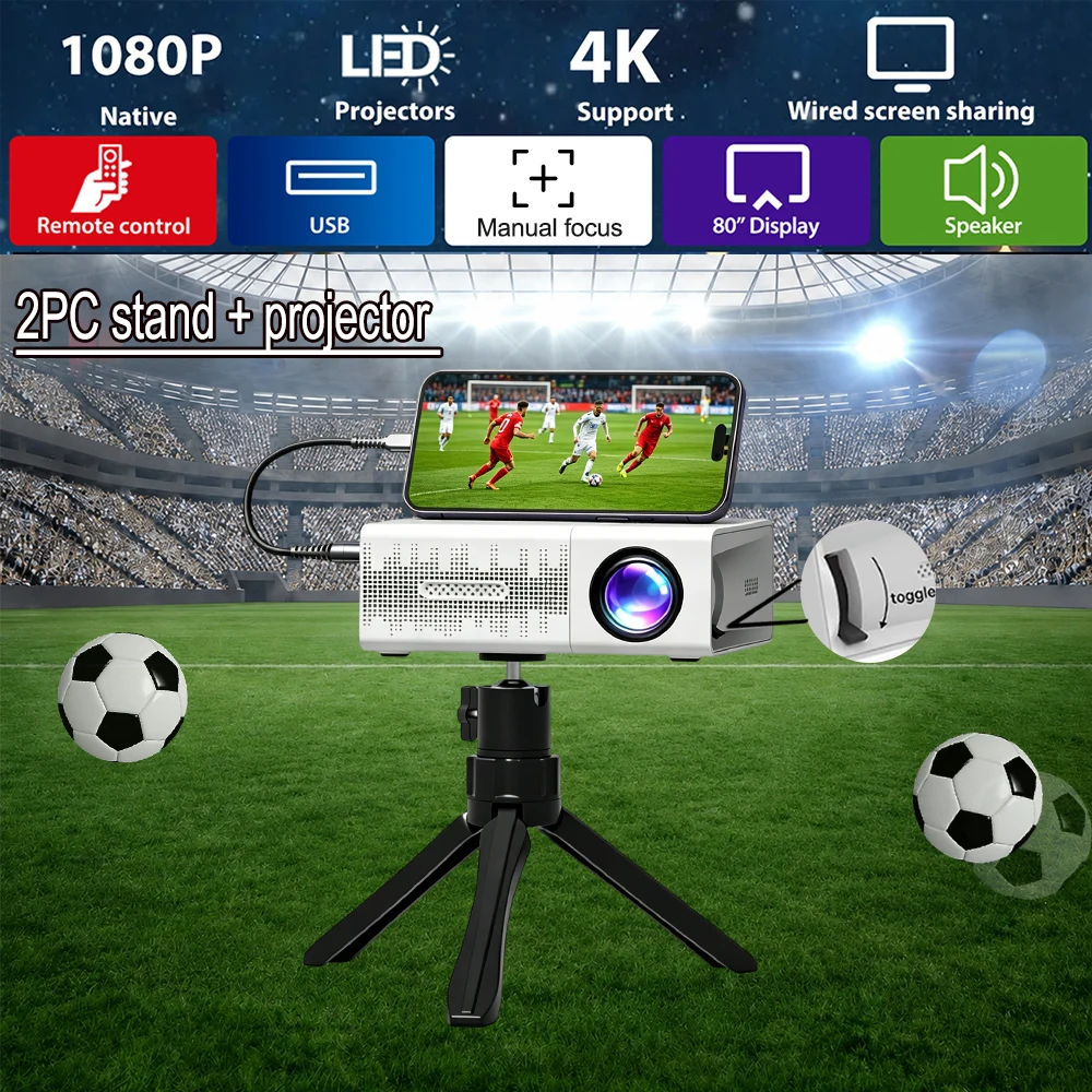 2PC stand + mini portable,projector 4K decoding 720P 150 ANSI supports MicroSD/USB/HDMI/3.5mmheadphone jack Mini Projector+Stand
2PC stand + mini portable,projector 4K decoding 720P 150 ANSI supports MicroSD/USB/HDMI/3.5mmheadphone jack Mini Projector+Stand
