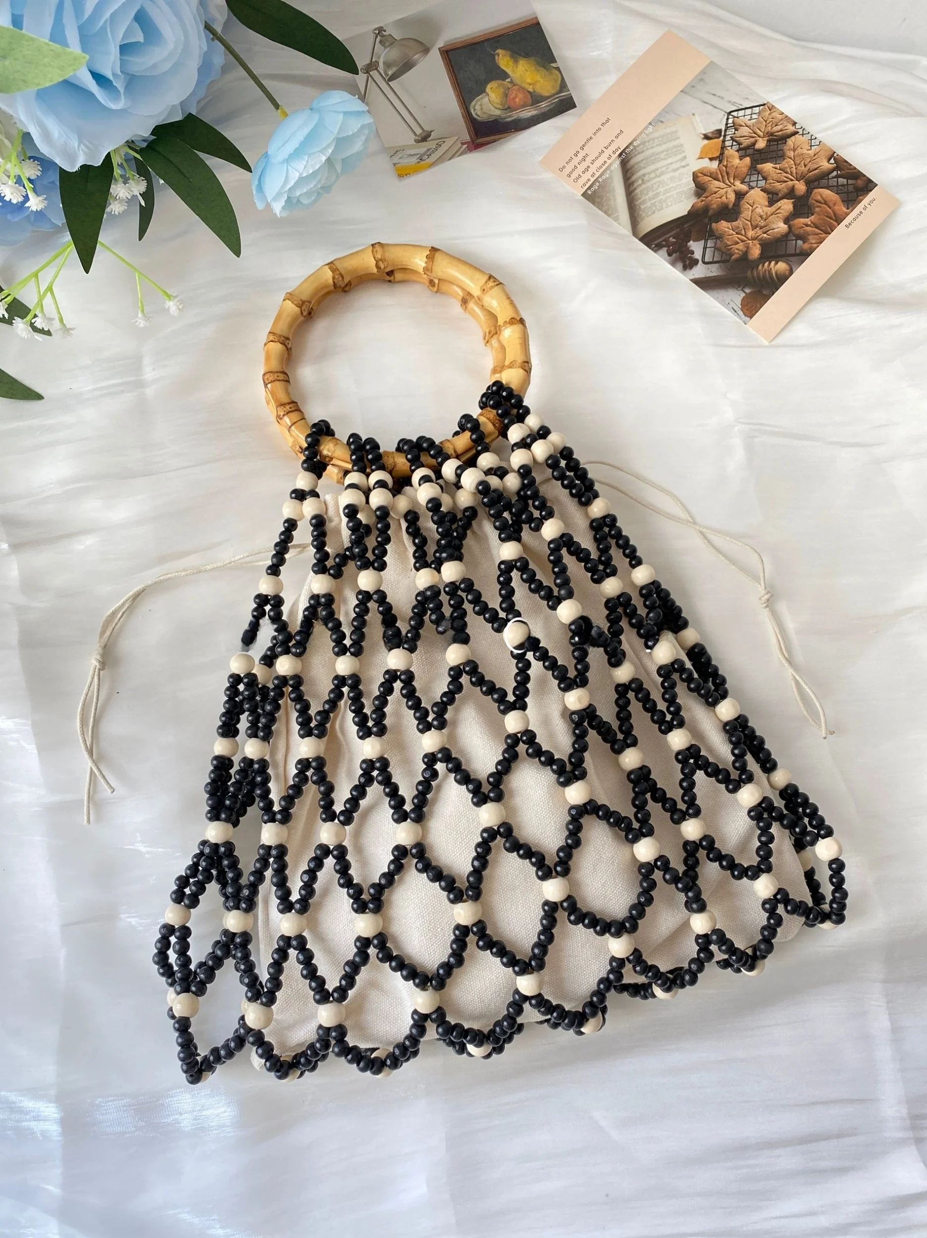 Hanrted Beaded Wooden Handle Beach Bag Trendy Small Batch Handbag Korean Sle Casual Op Bag Pure Color Spring Season
Hanrted Beaded Wooden Handle Beach Bag Trendy Small Batch Handbag Korean Sle Casual Op Bag Pure Color Spring Season
