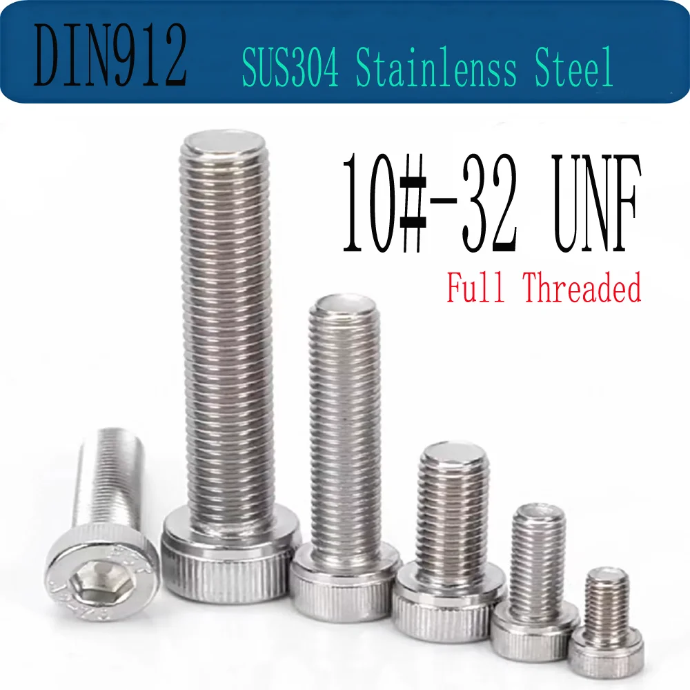 DIN912 10#-32 UNF SUS304 A2 Stainless Steel Hex Socket Knurled Cap Head Bolts Allen Key Screws Full Threaded
DIN912 10#-32 UNF SUS304 A2 Stainless Steel Hex Socket Knurled Cap Head Bolts Allen Key Screws Full Threaded