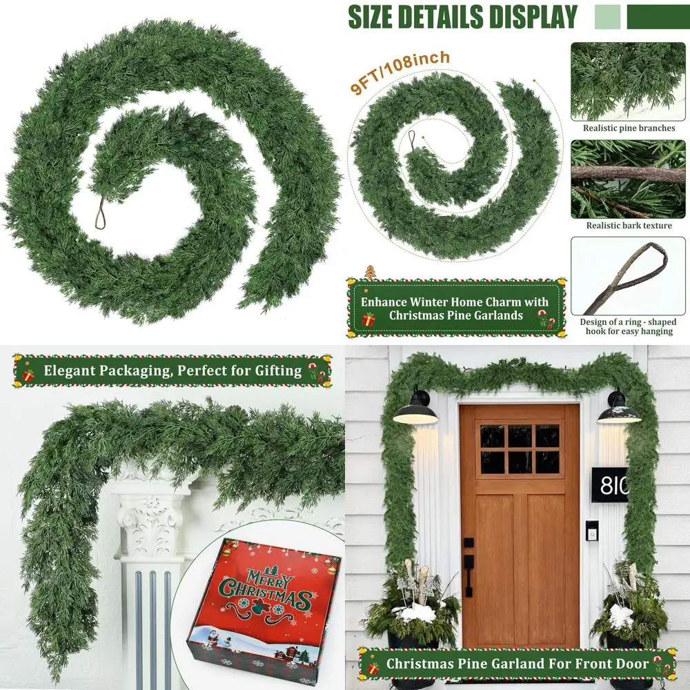 Толстая настоящая сосновая гирлянда, 9-футовые рождественские украшения кипариса для каминной и стола
Толстая настоящая сосновая гирлянда, 9-футовые рождественские украшения кипариса для каминной и стола