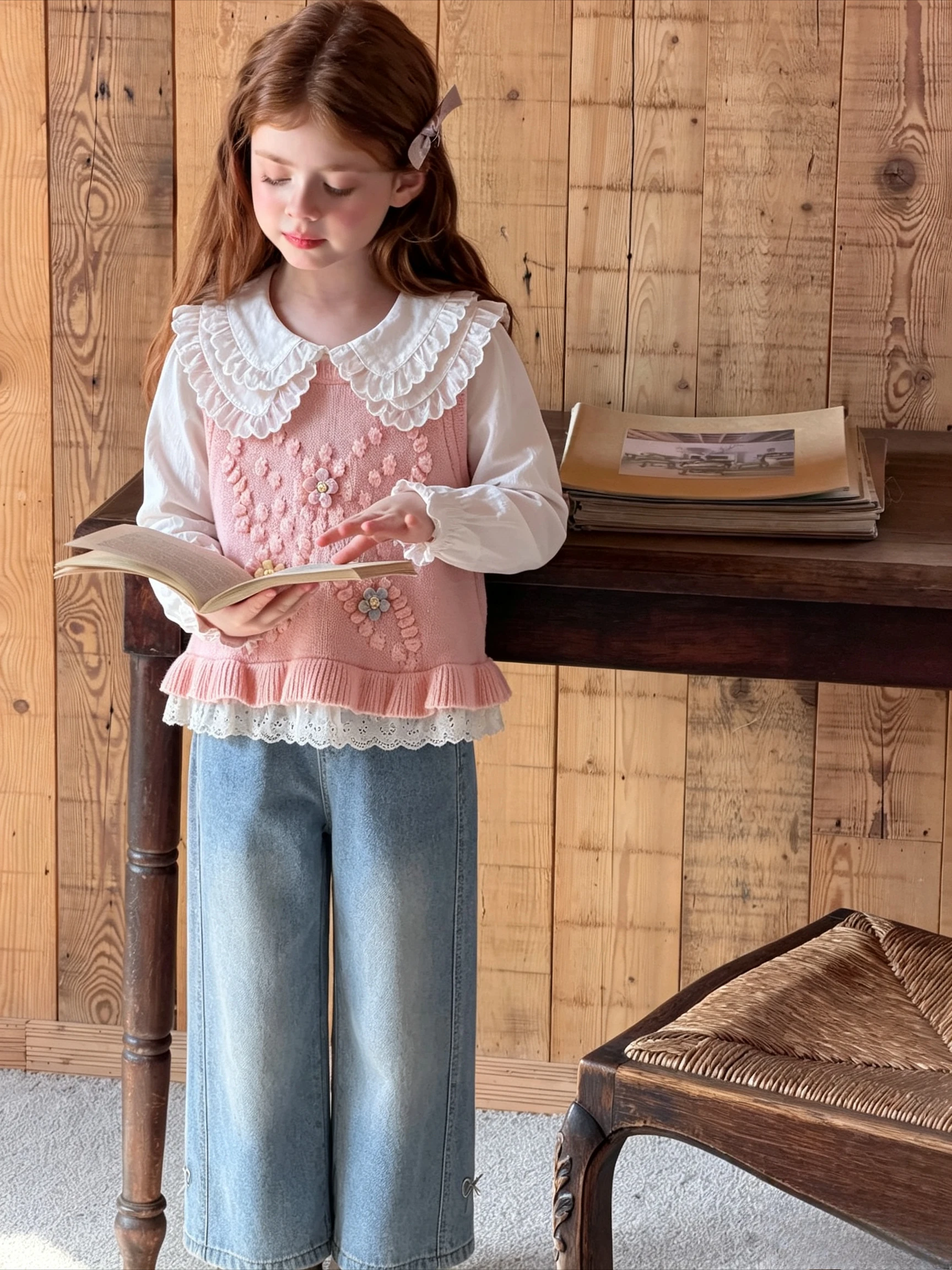 Girls Spring Fall Set 2026 New Baby Girl Stylish Three Flowers Cute Sweater Vest Clothes Three Piece Set
Girls Spring Fall Set 2026 New Baby Girl Stylish Three Flowers Cute Sweater Vest Clothes Three Piece Set