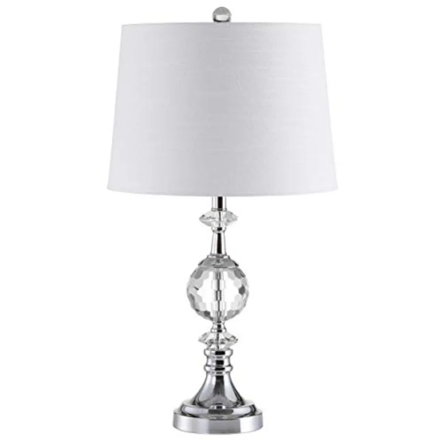 25.5" Clear Crystal and Chrome Table Lamp, Glam Faceted Sphere Bedside Lamp with White Linen Drum Shade for Living Room, Bedroo
25.5" Clear Crystal and Chrome Table Lamp, Glam Faceted Sphere Bedside Lamp with White Linen Drum Shade for Living Room, Bedroo