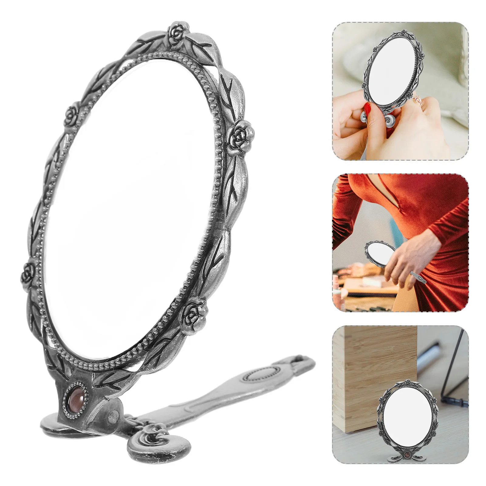 Portable Hand Mirror with Ergonomic Handle Vintage Design Lightweight for Women Small Decorative Makeup Mirror Ideal for Travel
Portable Hand Mirror with Ergonomic Handle Vintage Design Lightweight for Women Small Decorative Makeup Mirror Ideal for Travel