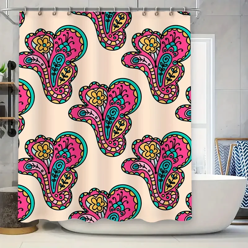 Розовая, синяя цветочная занавеска для душа, декоративная водонепроницаемая занавеска для ванной комнаты, набор аксессуаров для украшения дома, современный узор в стиле бохо с серым 
Розовая, синяя цветочная занавеска для душа, декоративная водонепроницаемая занавеска для ванной комнаты, набор аксессуаров для украшения дома, современный узор в стиле бохо с серым