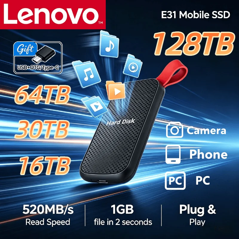 Портативный SSD-накопитель Lenovo E31 1 ТБ, 4 ТБ, 8 ТБ, внешний жесткий диск USB 3.1, высокоскоростное хранилище для PS5, ноутбуков, телефонов, игр, резервного копирования
Портативный SSD-накопитель Lenovo E31 1 ТБ, 4 ТБ, 8 ТБ, внешний жесткий диск USB 3.1, высокоскоростное хранилище для PS5, ноутбуков, телефонов, игр, резервного копирования