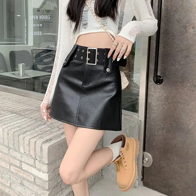 Belted Hot Girl Black A-line Skirt with a Small Temperament Hip-pack Short Skirt PU Leather Skirt Ins
Belted Hot Girl Black A-line Skirt with a Small Temperament Hip-pack Short Skirt PU Leather Skirt Ins