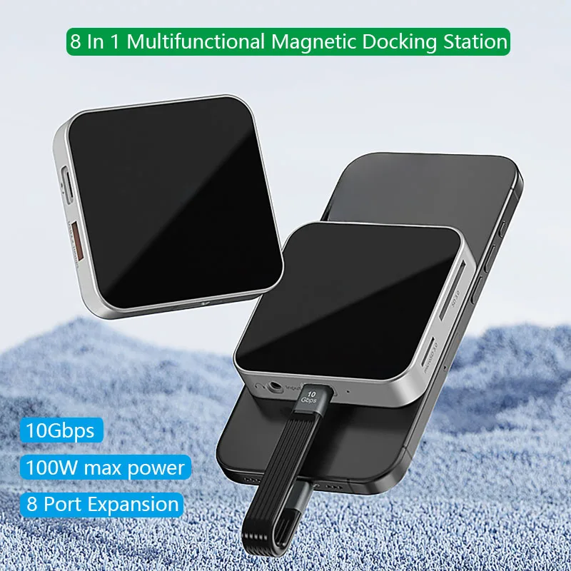 Многофункциональная магнитная док-станция 8 в 1, USB-A 3,2, 10 Гбит/с, PD100W, 4K, 60 Гц, USB-C-концентратор для Mac OS, Windows, Linux, Android
Многофункциональная магнитная док-станция 8 в 1, USB-A 3,2, 10 Гбит/с, PD100W, 4K, 60 Гц, USB-C-концентратор для Mac OS, Windows, Linux, Android