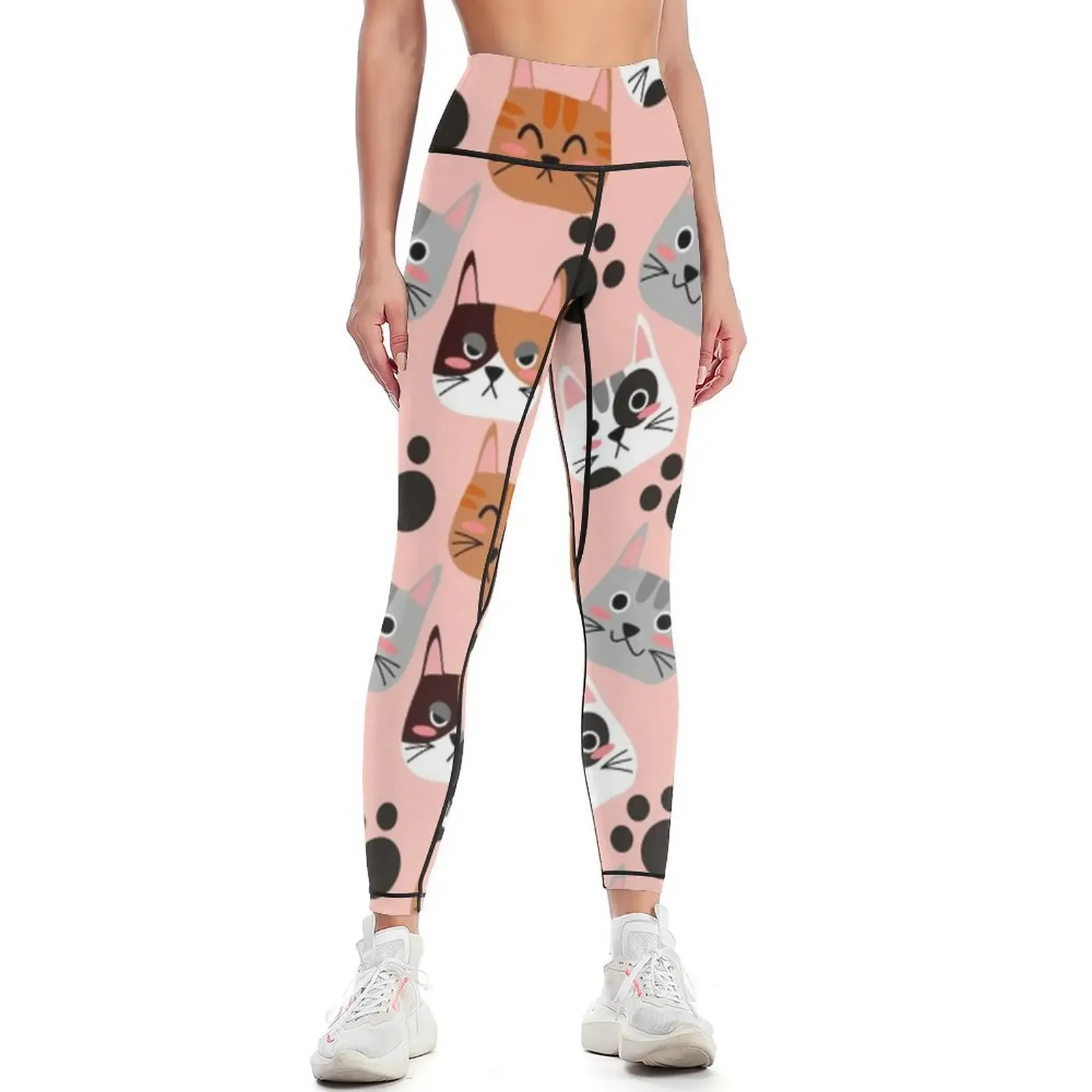 Cat World - Cat faces on pink Background Leggings leggins push up woman gym's sportswear sports woman gym flared Womens Leggings 
Cat World - Cat faces on pink Background Leggings leggins push up woman gym's sportswear sports woman gym flared Womens Leggings