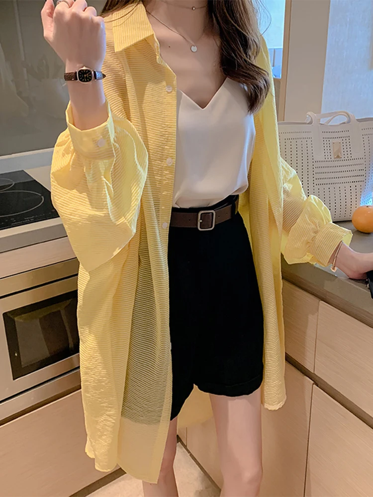 Women's Striped Sun Protection Shirt Summer Mid-Length Ice Silk Chiffon Blouse Tank Top Outerwear Air Conditioning Cardigan T...
Women's Striped Sun Protection Shirt Summer Mid-Length Ice Silk Chiffon Blouse Tank Top Outerwear Air Conditioning Cardigan T...