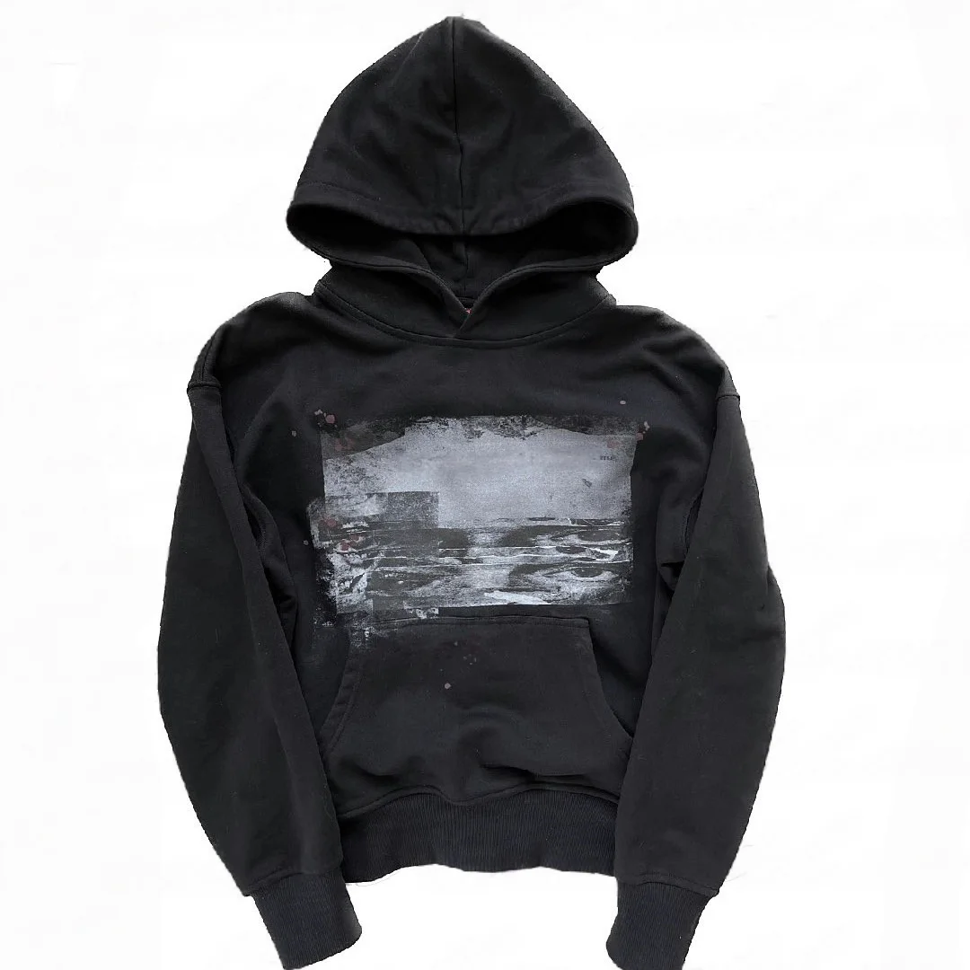 Vintage pullover hoodie, landscape photo, printed pocket, hooded, spring/summer street fashion
Vintage pullover hoodie, landscape photo, printed pocket, hooded, spring/summer street fashion