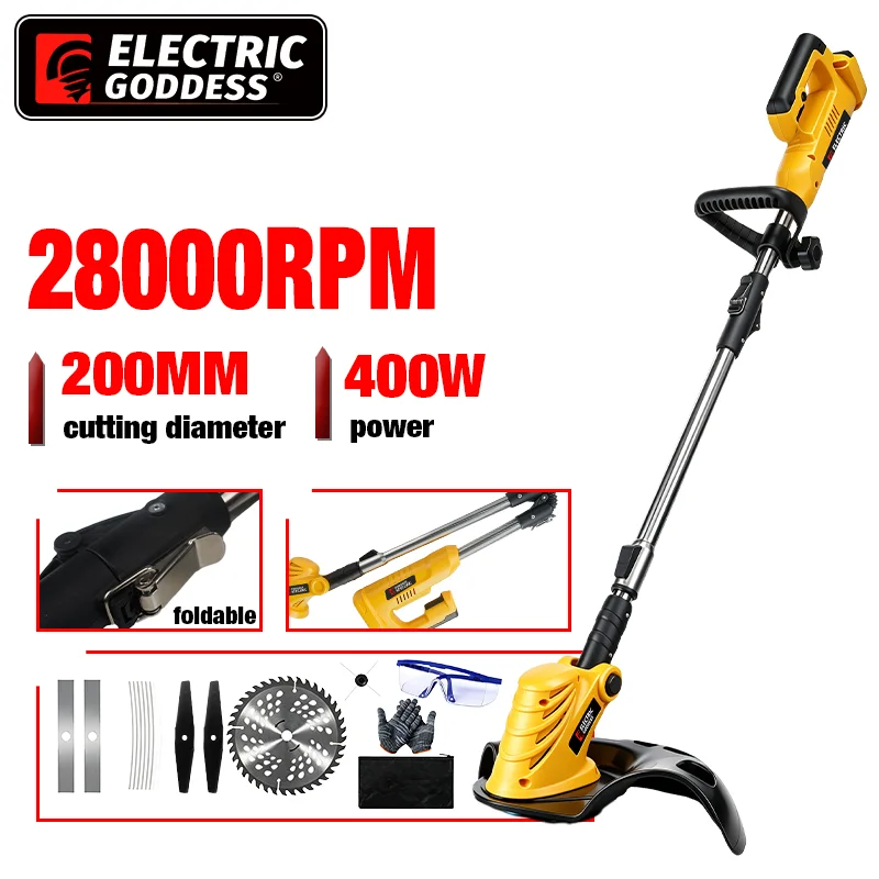 28000RPM Brushless Electric Lawn Mower Cordless Grass Trimmer Foldable Adjustable Garden Cutter For Dewalt 20V Battery Pins
28000RPM Brushless Electric Lawn Mower Cordless Grass Trimmer Foldable Adjustable Garden Cutter For Dewalt 20V Battery Pins