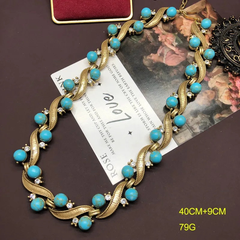 Medieval Jewelry Turquoise Necklace Long Sweep Shoulder Earrings Set Old Gold Retro Versatile Jewelry
Medieval Jewelry Turquoise Necklace Long Sweep Shoulder Earrings Set Old Gold Retro Versatile Jewelry