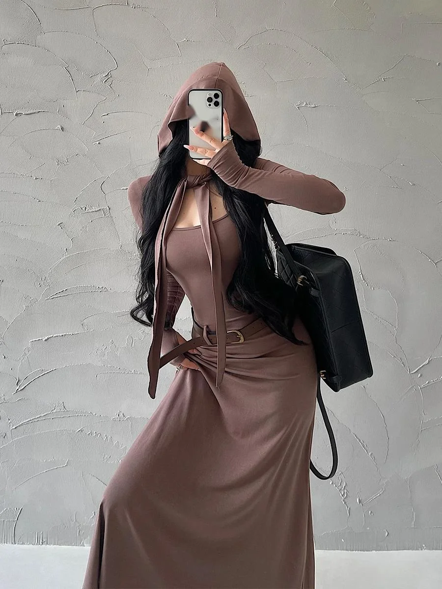 WOMENGAGA Hooded Lace Up Long Sleeved Coverup Shirt Hanging Strap Dress Elegant Set Belt Trendy Dresses Fashion Women VNW4
WOMENGAGA Hooded Lace Up Long Sleeved Coverup Shirt Hanging Strap Dress Elegant Set Belt Trendy Dresses Fashion Women VNW4