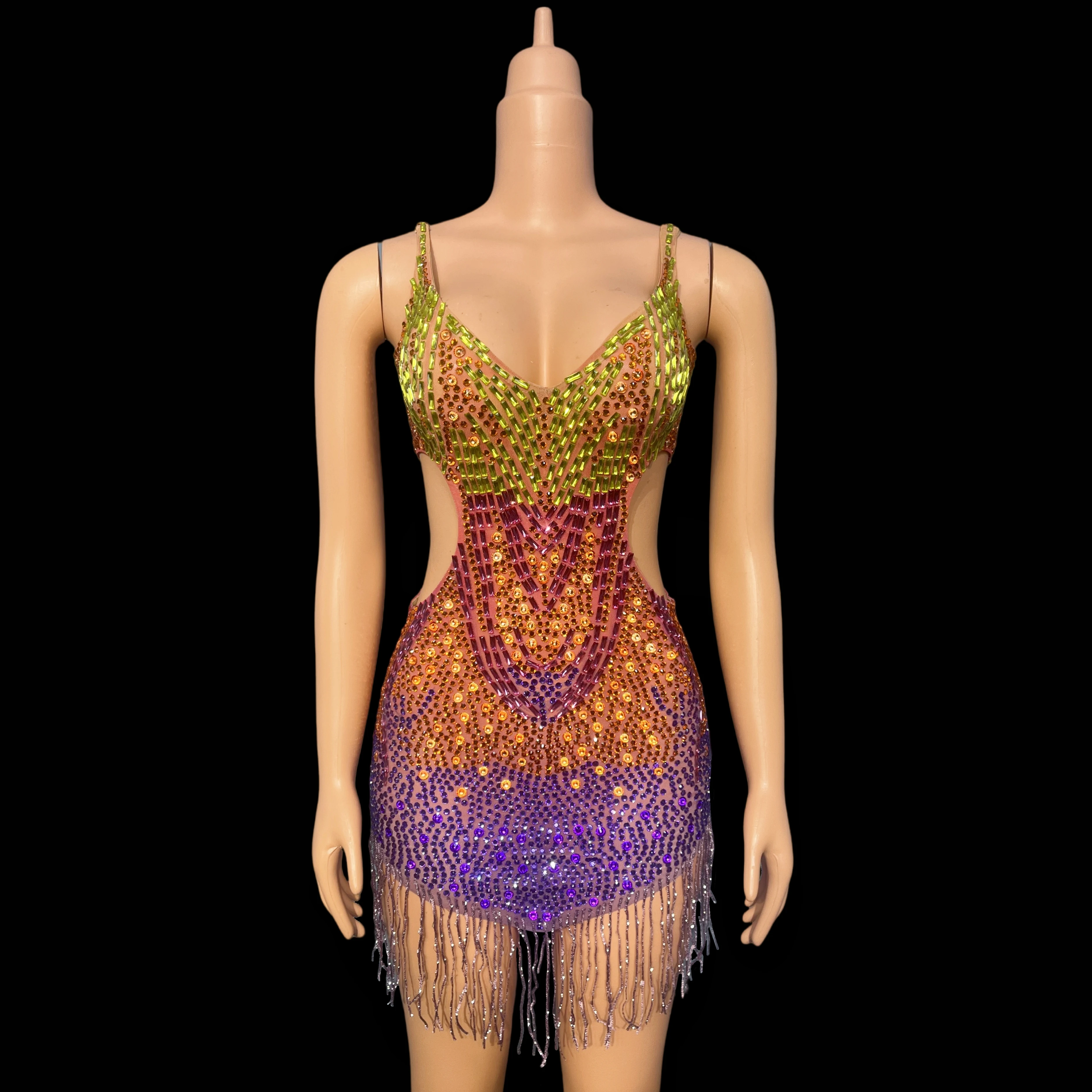 Colorful Rhinestones Tassel Sexy Slim Stretch Mesh Fringes Tatin Dance Dress Singer Dancer Show Party Show Fashion Outfit juziye
Colorful Rhinestones Tassel Sexy Slim Stretch Mesh Fringes Tatin Dance Dress Singer Dancer Show Party Show Fashion Outfit juziye