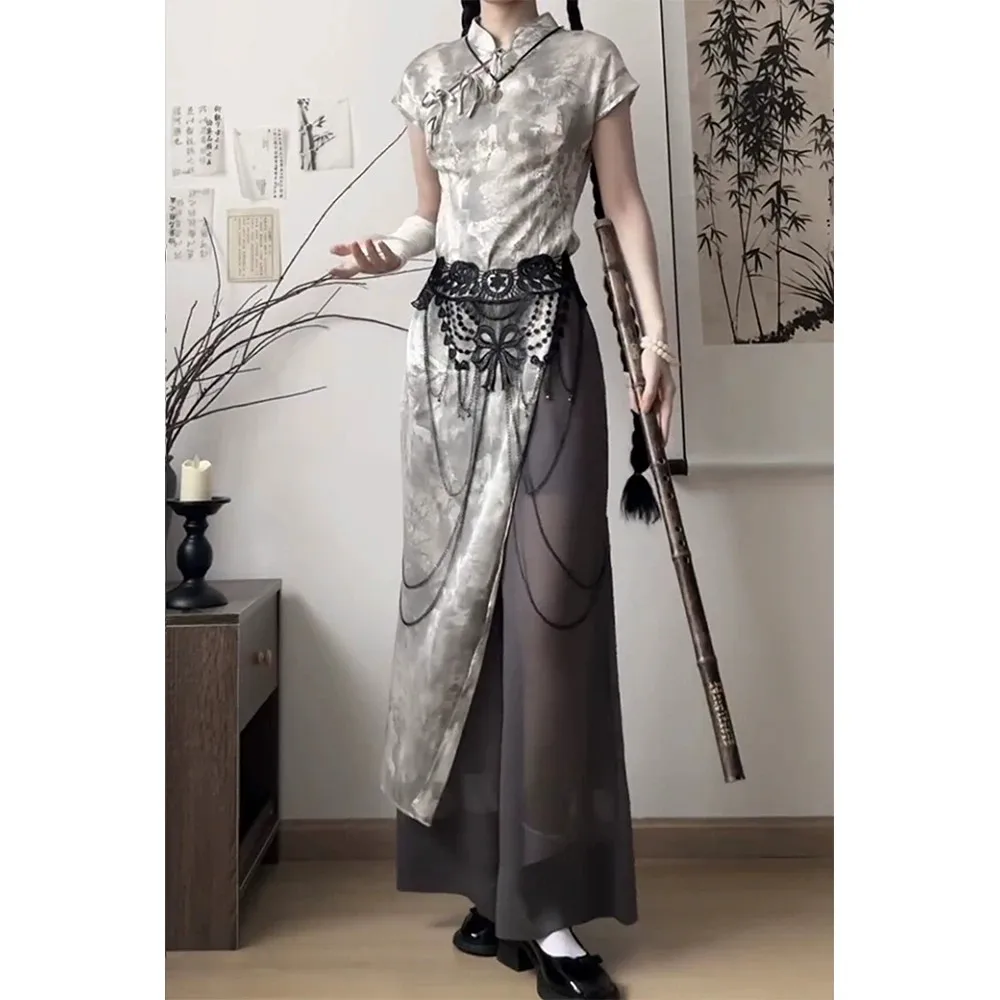 New Chinese Style Gradient Irregular Qipao Top Casual Drape Wide Leg Pants Waist Chain National Hanfu Women's Fashion
New Chinese Style Gradient Irregular Qipao Top Casual Drape Wide Leg Pants Waist Chain National Hanfu Women's Fashion