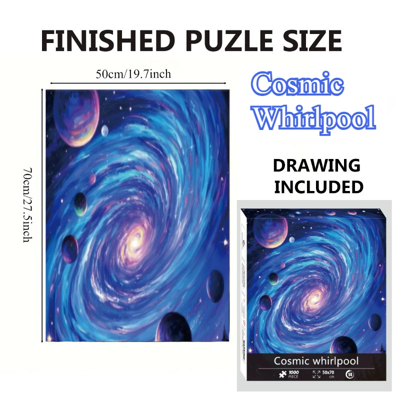 White Cardboard Cosmic Whirlpool 1 Box 1000-Piece Jigsaw Puzzle - 70x50cm Fantasy Wall Art, Perfect for Livingroom Decor Lovers
White Cardboard Cosmic Whirlpool 1 Box 1000-Piece Jigsaw Puzzle - 70x50cm Fantasy Wall Art, Perfect for Livingroom Decor Lovers
