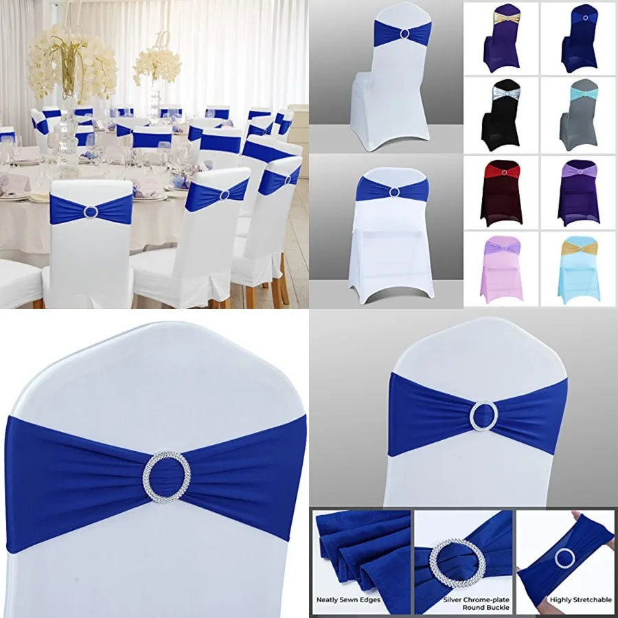 Spandex Chair Sashes Bows - Premium Stretch Chair Cover Band with Buckle Slider Universal Elastic Chair Ties for Wedding Party
Spandex Chair Sashes Bows - Premium Stretch Chair Cover Band with Buckle Slider Universal Elastic Chair Ties for Wedding Party