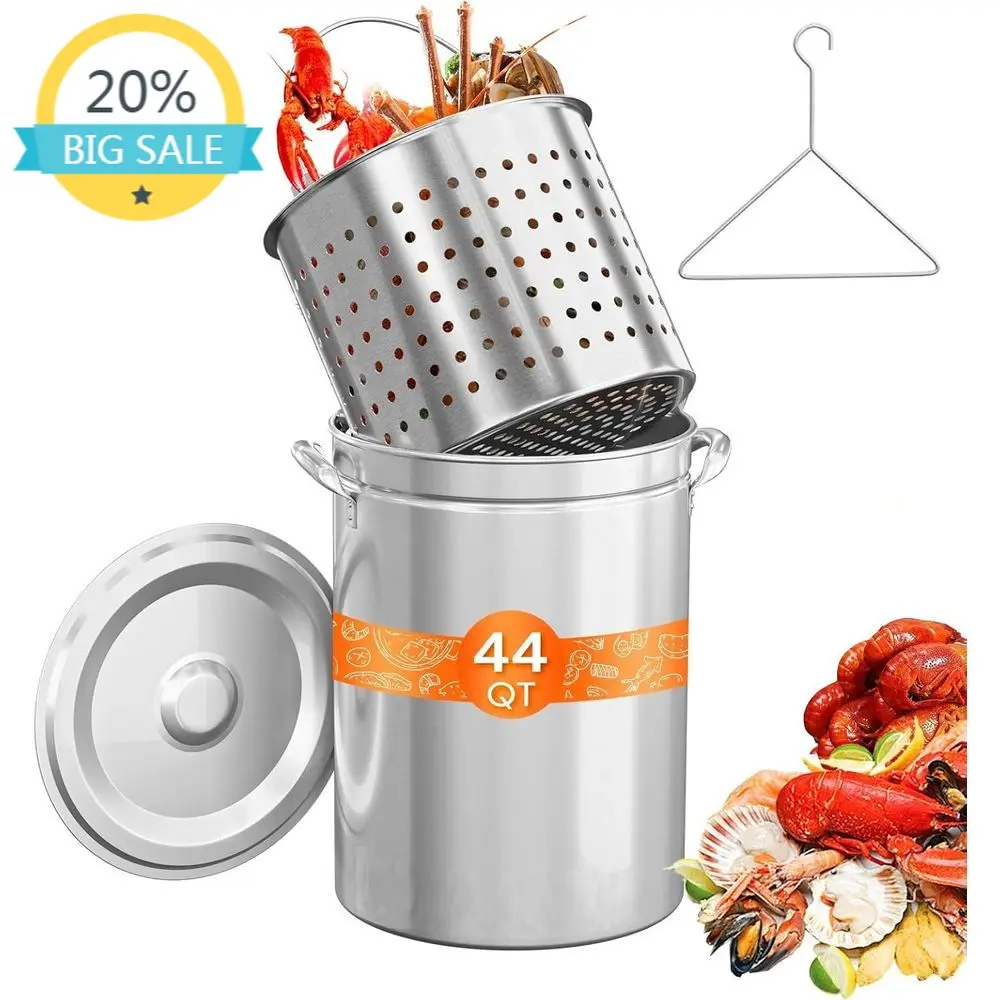 Stainless Steel Seafood Boiling Pot with Strainer, Lid, and Hook for Crab, Lobster, Shrimp, and Turkey Frying - Ideal for Outdoo
Stainless Steel Seafood Boiling Pot with Strainer, Lid, and Hook for Crab, Lobster, Shrimp, and Turkey Frying - Ideal for Outdoo