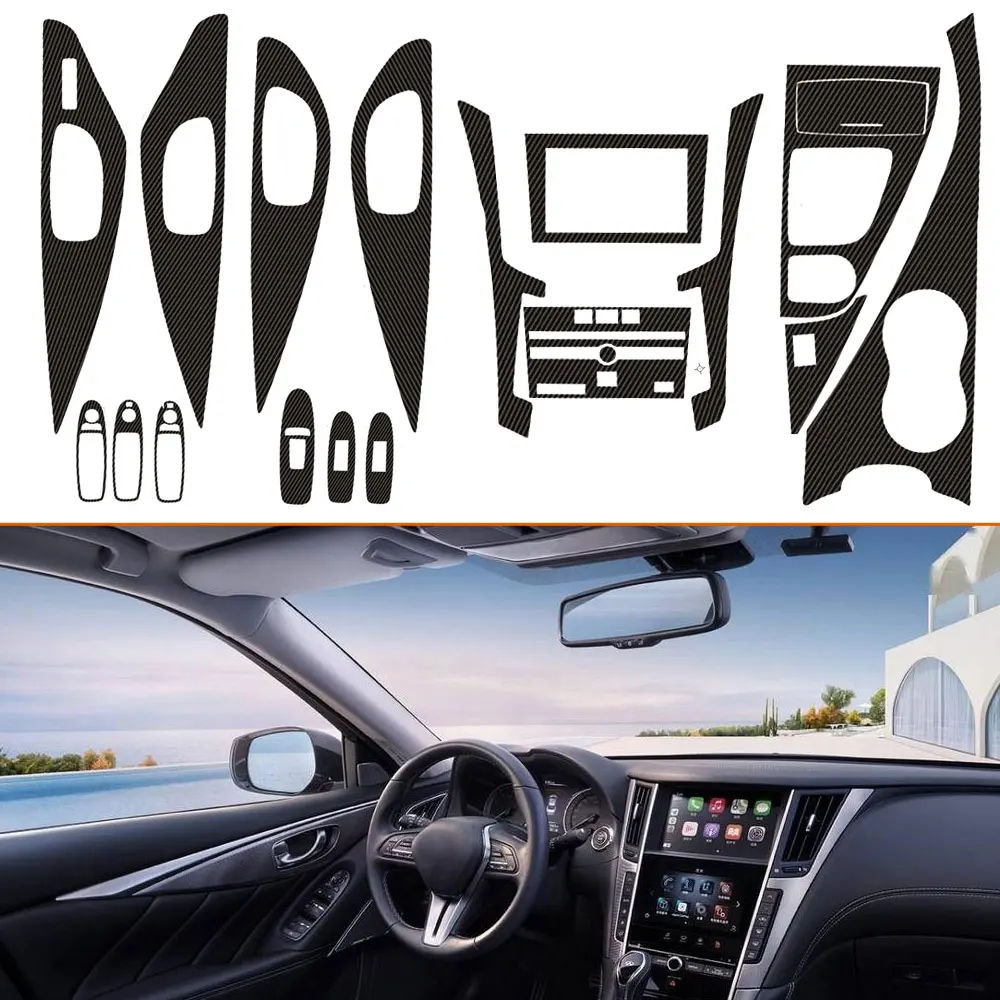 18pcs/set 3D Carbon Black Fiber Cover Car Stickers Interior Decorative Stickers Car Accessories For Infiniti Q50 2014-2019 LHD
18pcs/set 3D Carbon Black Fiber Cover Car Stickers Interior Decorative Stickers Car Accessories For Infiniti Q50 2014-2019 LHD