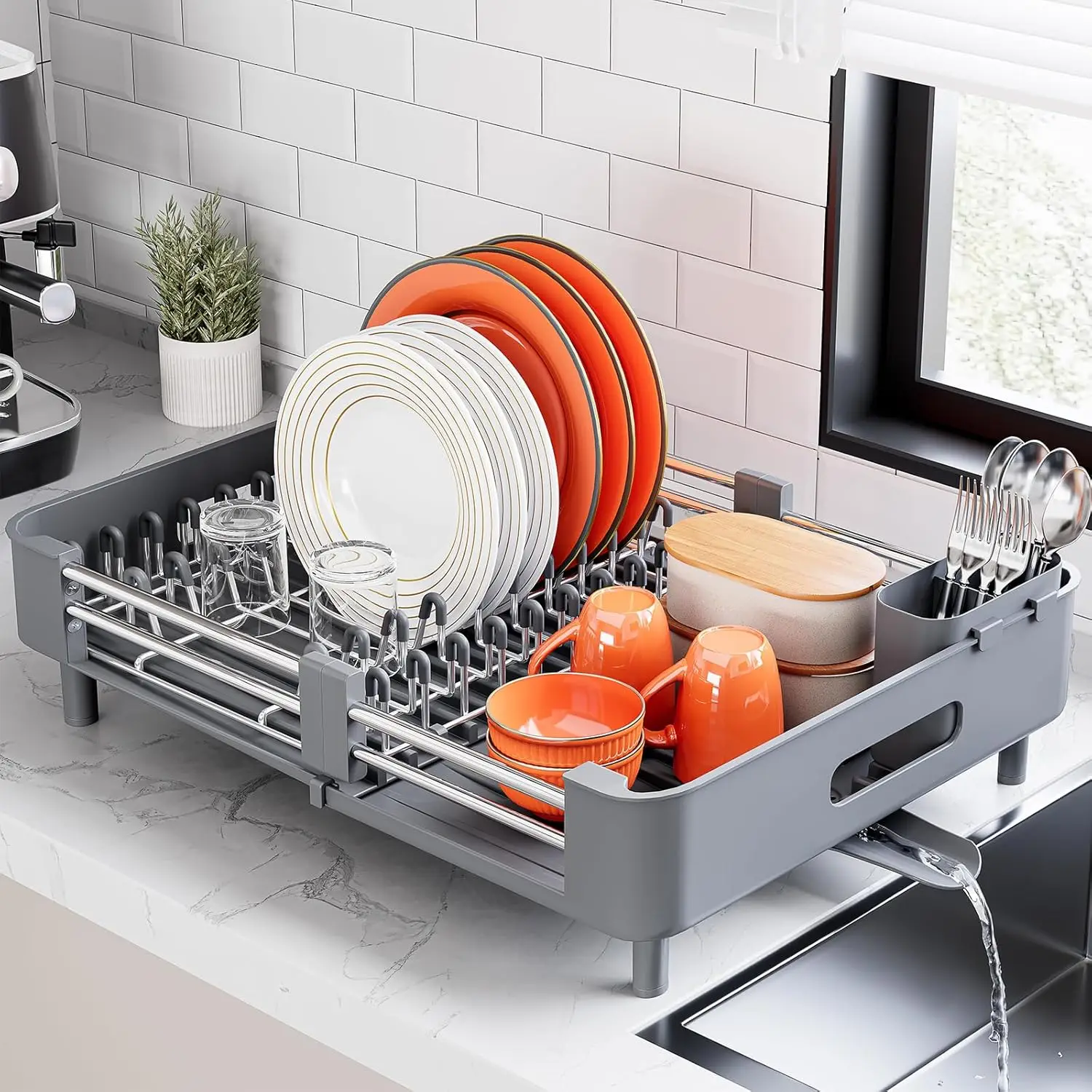 Stainless Steel Dish Drying Rack with Foldable Design, Space-Saving Drainboard for Kitchen Counter, Includes Knife and
Stainless Steel Dish Drying Rack with Foldable Design, Space-Saving Drainboard for Kitchen Counter, Includes Knife and