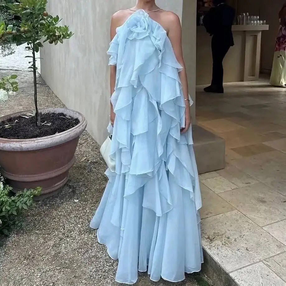 Sexy Ruffles Long Dress Women Flower Backless Sleeveless Solid Party Beach Dresses Female Summer Lady Multi Layers Robes 8NL3
Sexy Ruffles Long Dress Women Flower Backless Sleeveless Solid Party Beach Dresses Female Summer Lady Multi Layers Robes 8NL3