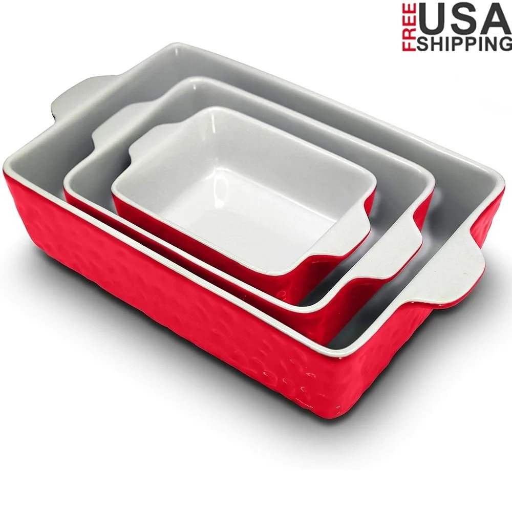 3-Piece Ceramic Casserole Dish Set Non-Stick Baking Pans with Handles Oven Microwave Safe Dishwasher Safe Kitchen Cookware
3-Piece Ceramic Casserole Dish Set Non-Stick Baking Pans with Handles Oven Microwave Safe Dishwasher Safe Kitchen Cookware