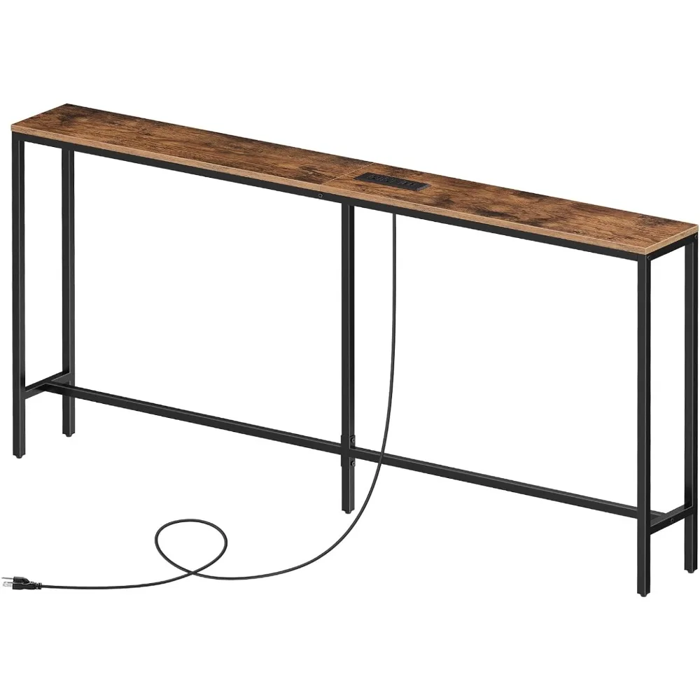 Skinny Console Table with Power Outlets, 63" Narrow Sofa Table, Behind Couch Table with Charging Station
Skinny Console Table with Power Outlets, 63" Narrow Sofa Table, Behind Couch Table with Charging Station