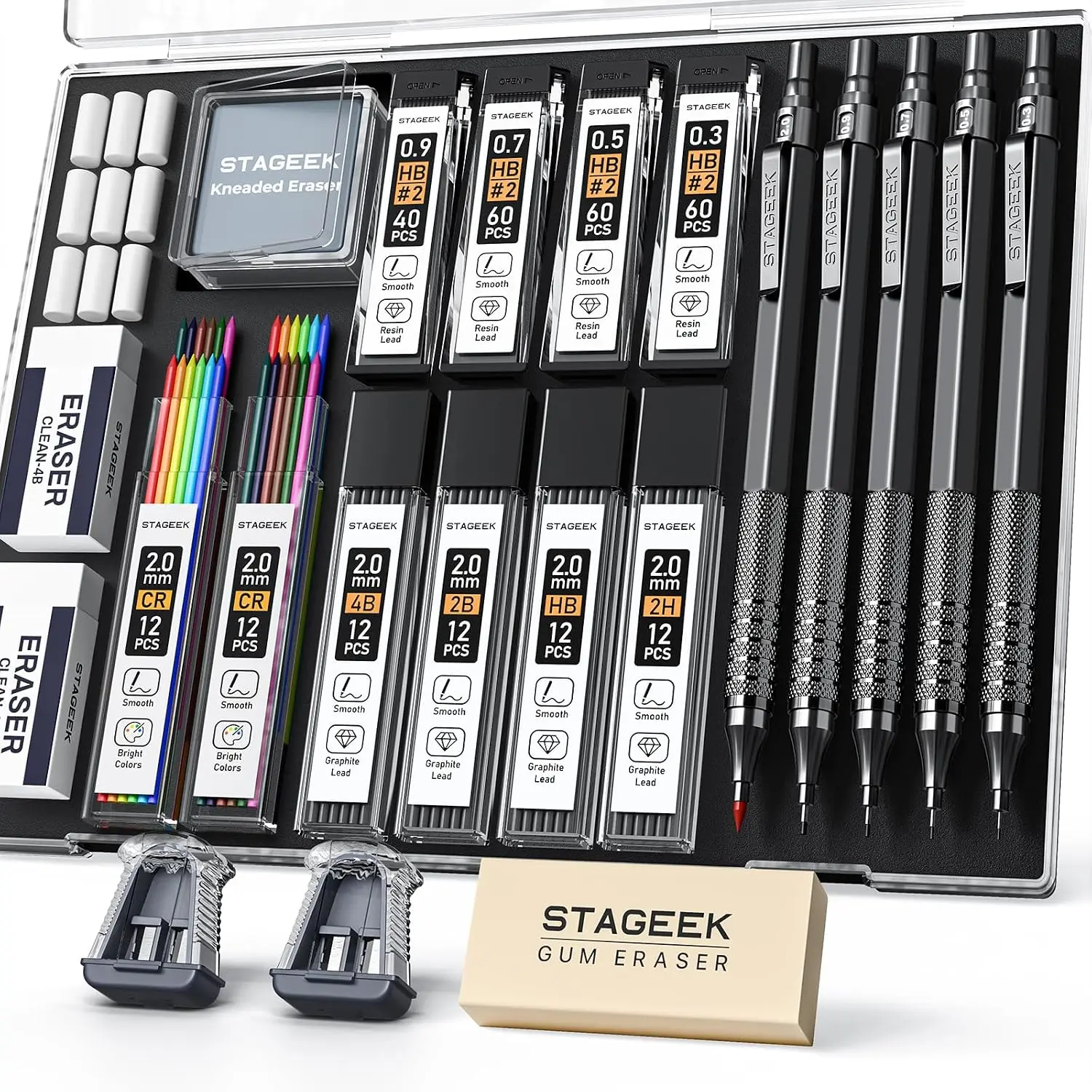 21PCS Metal Mechanical Pencil Set 0.3-2mm with Graphite Leads & Erasers for Drafting Drawing Sketching
21PCS Metal Mechanical Pencil Set 0.3-2mm with Graphite Leads & Erasers for Drafting Drawing Sketching