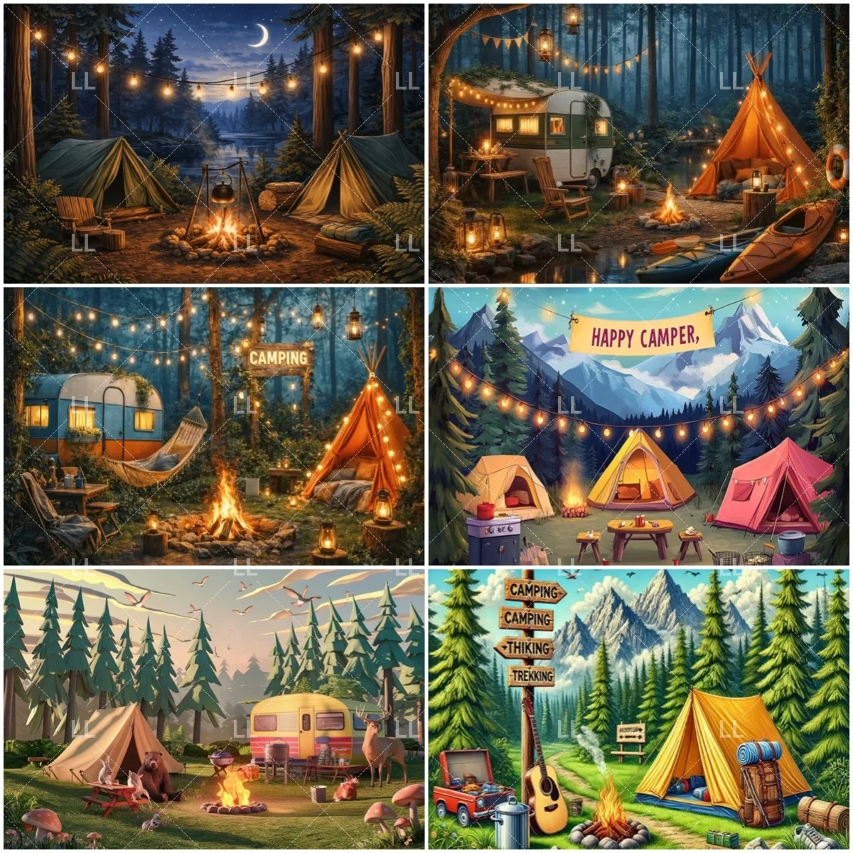 Camping Forest Scene Mountain Backdrop Hiking Adventure Photography Backdground Light Tent Campfire Party Decoration Photo Prop
Camping Forest Scene Mountain Backdrop Hiking Adventure Photography Backdground Light Tent Campfire Party Decoration Photo Prop