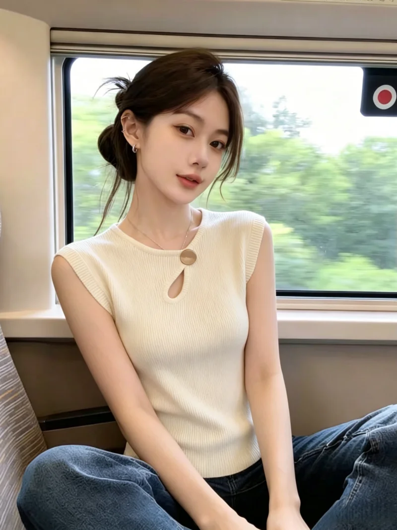 Unique Knitted Hollow out Button Vest Women's Summer Slimming Top Korean Style Commute Pure Color round Neck Sleeveless
Unique Knitted Hollow out Button Vest Women's Summer Slimming Top Korean Style Commute Pure Color round Neck Sleeveless