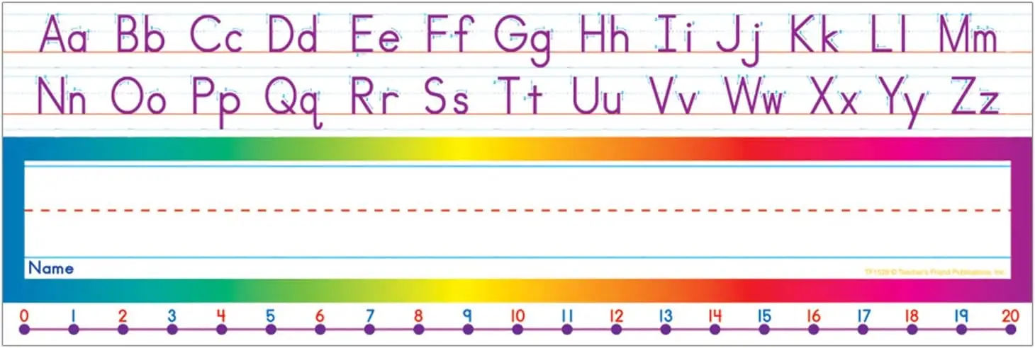 Scholastic Alphabet-Number Line Name Plates for Classroom Desks with Laminated Surface
Scholastic Alphabet-Number Line Name Plates for Classroom Desks with Laminated Surface