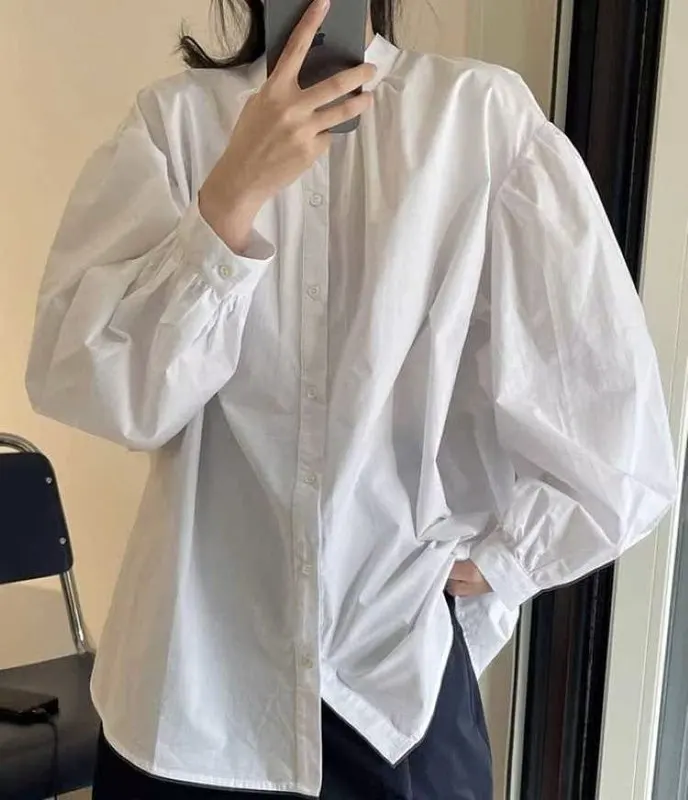 Элегантная универсальная женская рубашка с рукавами-фонариками, на одной пуговице, с воротником-стойкой, тонкая, с длинным рукавом, для весеннего гардероба
Элегантная универсальная женская рубашка с рукавами-фонариками, на одной пуговице, с воротником-стойкой, тонкая, с длинным рукавом, для весеннего гардероба