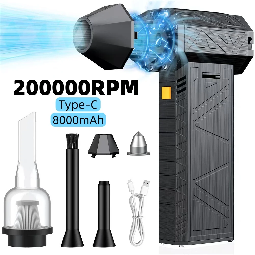 Violent Fan 200000RPM Powerful Air Blower Vacuum Dust Cleaner Type-C Charging Strong Winds 55m/s Brushless Turbo Jet Blower
Violent Fan 200000RPM Powerful Air Blower Vacuum Dust Cleaner Type-C Charging Strong Winds 55m/s Brushless Turbo Jet Blower