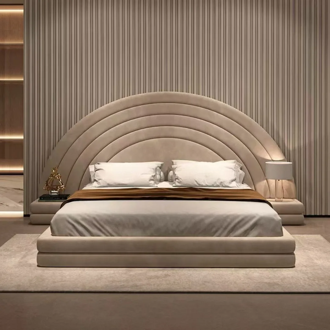 Round Luxury Bed Genuine Leather Headboard European Confortable Modern Bed Aesthetics Floating Wedding Cama De Casal Furniture
Round Luxury Bed Genuine Leather Headboard European Confortable Modern Bed Aesthetics Floating Wedding Cama De Casal Furniture