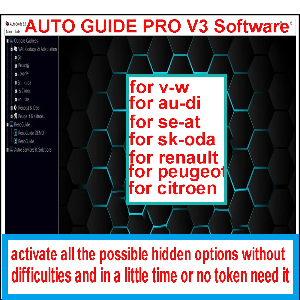 AUTO GUIDE PRO V3 Software Containing All the Modifications Hidden Options Codings Work with Diag Cable Vas50 54 ELM327 RENOLINK
AUTO GUIDE PRO V3 Software Containing All the Modifications Hidden Options Codings Work with Diag Cable Vas50 54 ELM327 RENOLINK