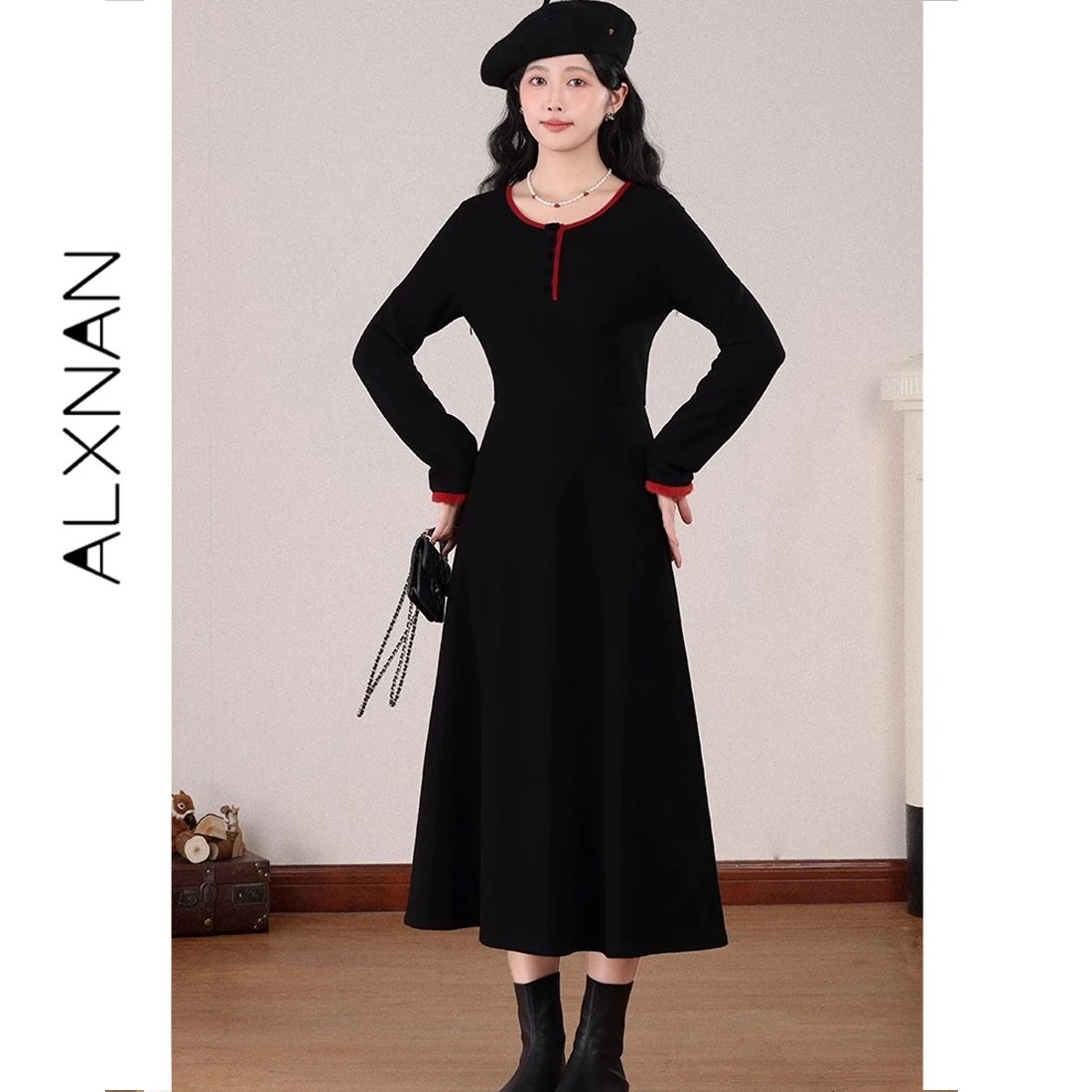 ALXNAN 2026 Women's Black Dress Slim-fit Long Sleeve Knitted Long Dress Elegant Office Lady Female Clothing DYL661635
ALXNAN 2026 Women's Black Dress Slim-fit Long Sleeve Knitted Long Dress Elegant Office Lady Female Clothing DYL661635
