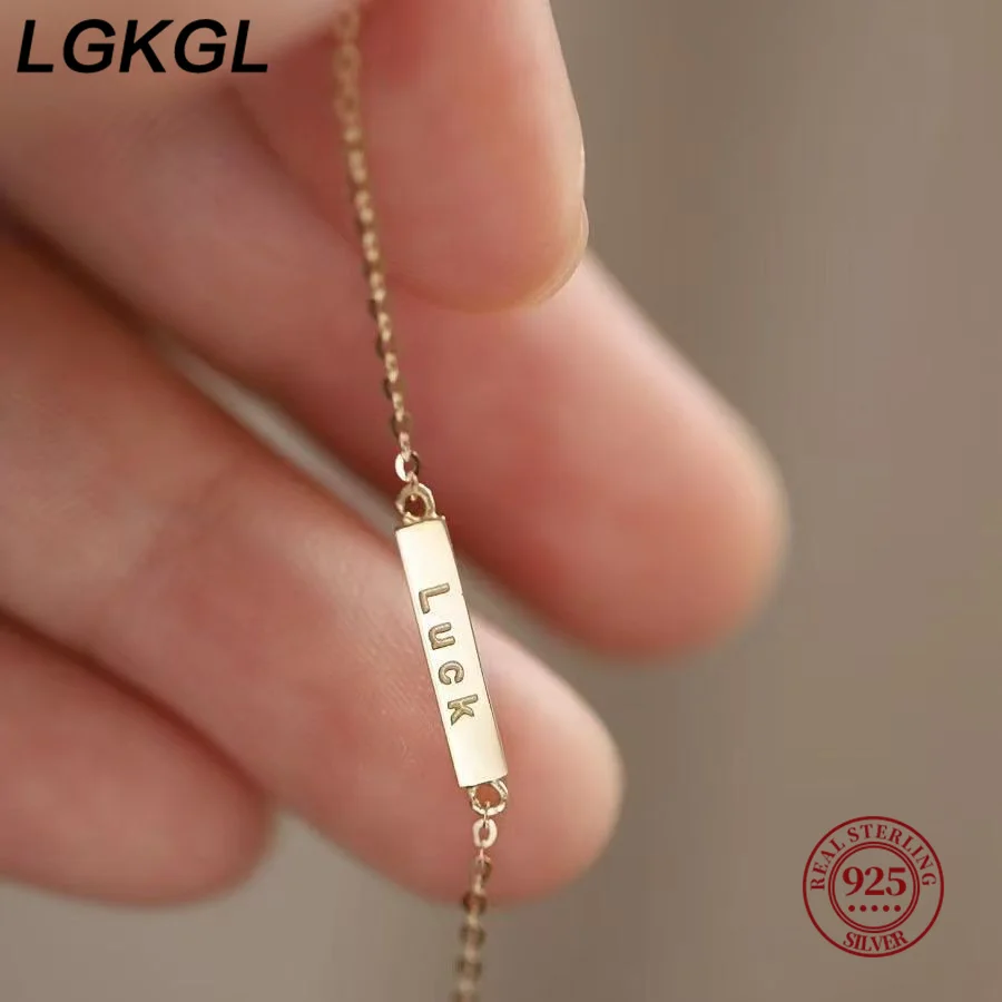 LGKGL S925 sterling silver plated with 14K gold luck bracelet simple exquisite square English letters lucky light luxury Gift
LGKGL S925 sterling silver plated with 14K gold luck bracelet simple exquisite square English letters lucky light luxury Gift