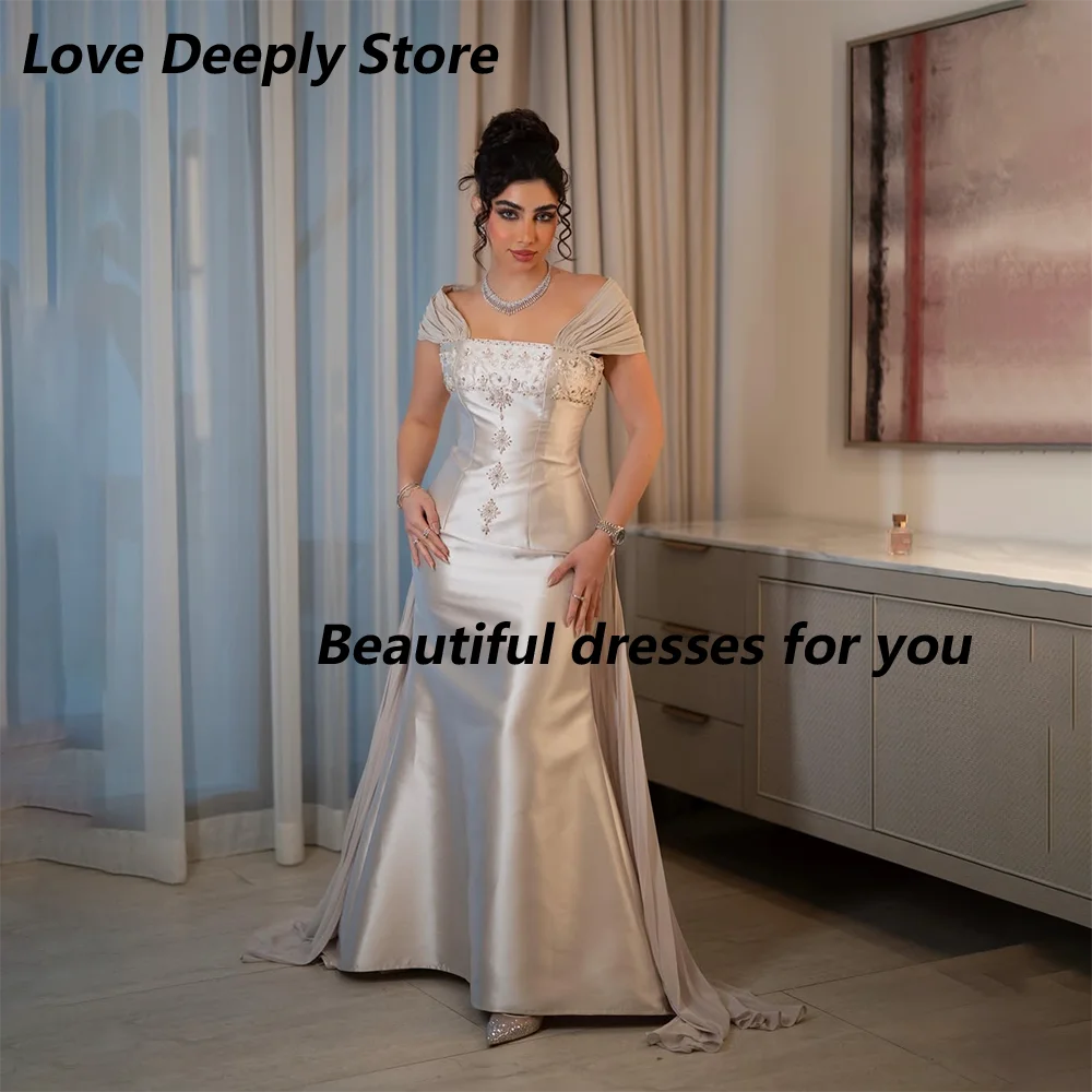 Luxury Crystal Evening Dress Off The Shoulder Beaded Pleat Satin Mermaid Prom Dress Floor Length Wedding Party Dress Customized
Luxury Crystal Evening Dress Off The Shoulder Beaded Pleat Satin Mermaid Prom Dress Floor Length Wedding Party Dress Customized