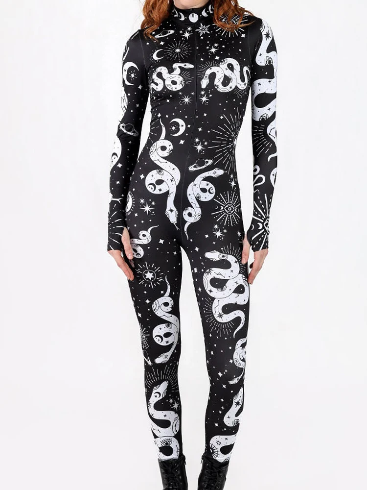 Halloween Woman Role Play Black Snake Star Moon Pattern Bodysuits Leotard Jumpsuit All-in-one Party Club Pole Dance Clothing Set
Halloween Woman Role Play Black Snake Star Moon Pattern Bodysuits Leotard Jumpsuit All-in-one Party Club Pole Dance Clothing Set