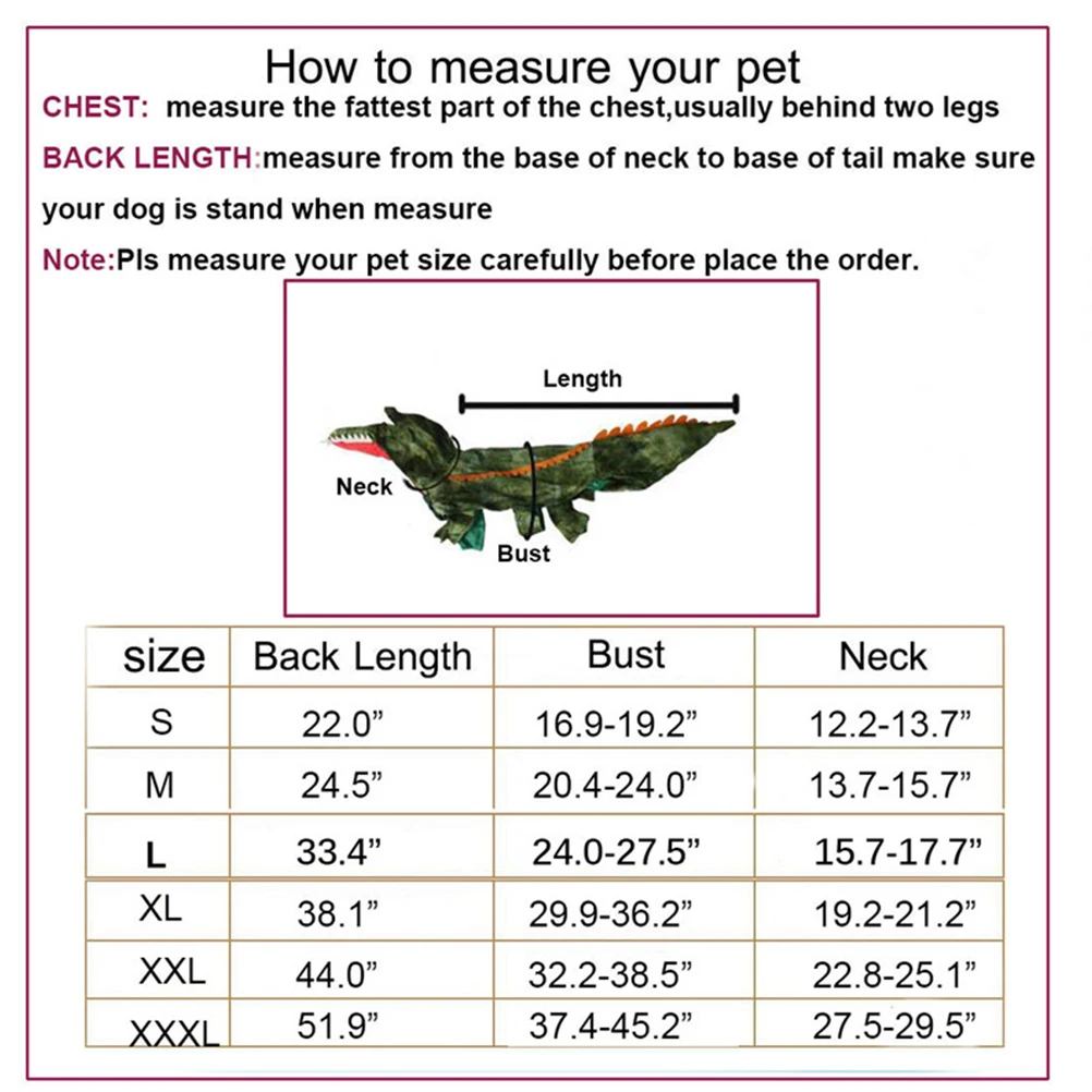 Pet Warm Dog Crocodile Jumpsuit Puppy Outfit Size S Suitable for Special Occasions Parties Pet Outfit
Pet Warm Dog Crocodile Jumpsuit Puppy Outfit Size S Suitable for Special Occasions Parties Pet Outfit