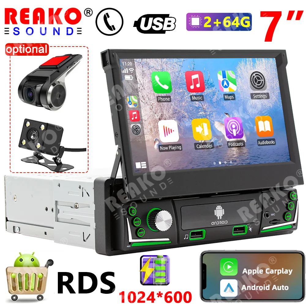 REAKOSOUND 7Inch Retractable Screen Car Radio Wireless Carplay Android Auto Multimedia 1din Stereo GPS Navigation 1DIN Head Unit
REAKOSOUND 7Inch Retractable Screen Car Radio Wireless Carplay Android Auto Multimedia 1din Stereo GPS Navigation 1DIN Head Unit