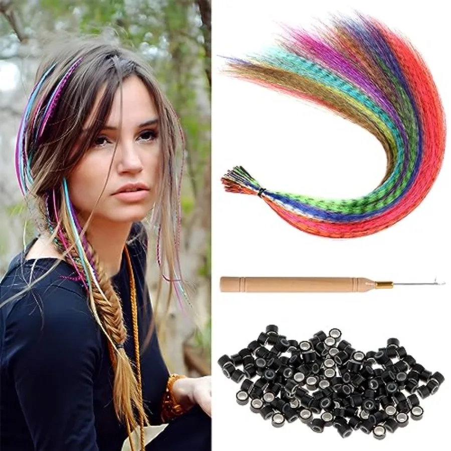 Hair Feathers Extension Kit - 13 Colors Mixed Colors Colored Synthetic Feather Hair Extensions Kit Not Real Feather with 100 Pc
Hair Feathers Extension Kit - 13 Colors Mixed Colors Colored Synthetic Feather Hair Extensions Kit Not Real Feather with 100 Pc