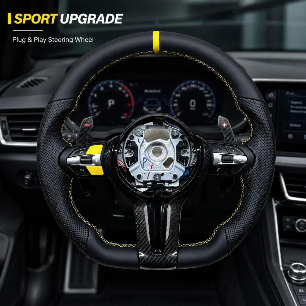 Upgraded Carbon Fiber For BMW M Sport F10 F12 F30 F32 F34 F45 F22 F39 F15 F16 F25 F26 M3 M5 M6 With Yellow Mark Steering Wheel
Upgraded Carbon Fiber For BMW M Sport F10 F12 F30 F32 F34 F45 F22 F39 F15 F16 F25 F26 M3 M5 M6 With Yellow Mark Steering Wheel