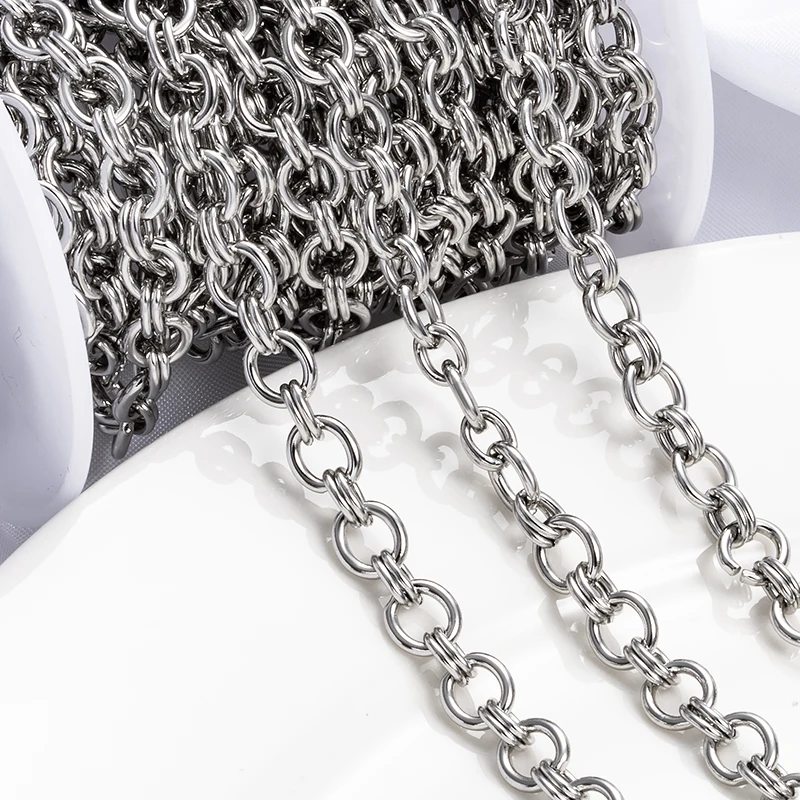 1Meter Stainless Steel Double Rings Link Chain 7mm Simple Circle Chains for DIY Necklace Bracelet Bag Chain Jewelry Findings
1Meter Stainless Steel Double Rings Link Chain 7mm Simple Circle Chains for DIY Necklace Bracelet Bag Chain Jewelry Findings