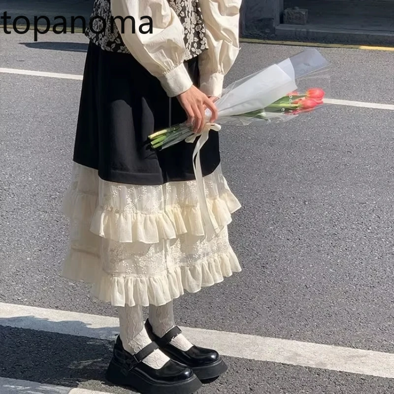 Topanoma Vintage Skirts Women Sweet Lace Patchwork Stretch High Waist Ruffles Spring New Fashion Cake Long Skirt Ladies Casual
Topanoma Vintage Skirts Women Sweet Lace Patchwork Stretch High Waist Ruffles Spring New Fashion Cake Long Skirt Ladies Casual