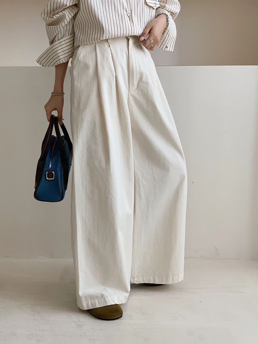 Женские повседневные свободные брюки Uniko с высокой талией и широкими штанинами, весна-осень, простые в сочетании, в корейском стиле, из хлопка
Женские повседневные свободные брюки Uniko с высокой талией и широкими штанинами, весна-осень, простые в сочетании, в корейском стиле, из хлопка